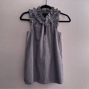 J.Crew Ruffle Collar Stripe Sleeveless Blouse – Size 00
